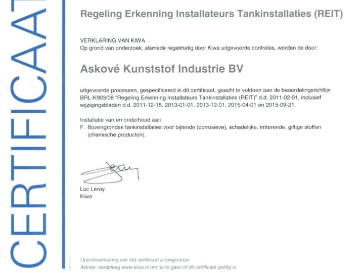 Regeling Erkenning Installateurs Tankinstallaties (REIT)